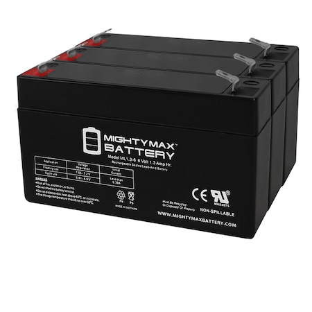 6V 1.3Ah SLA Replacement Battery For Detex EA2500S - 3 Pack